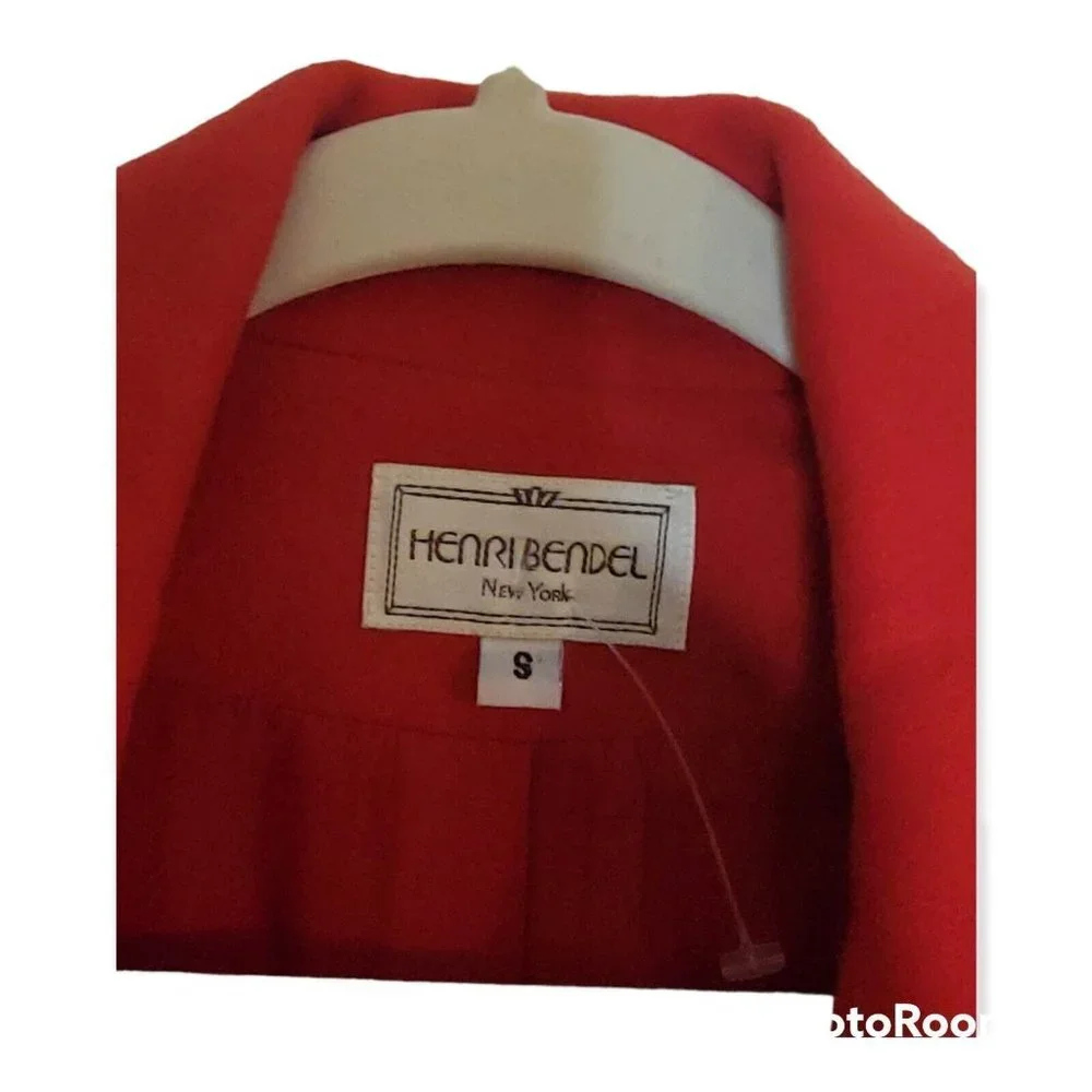 Henri Bendel Red Lightweight Wool Coat Size S